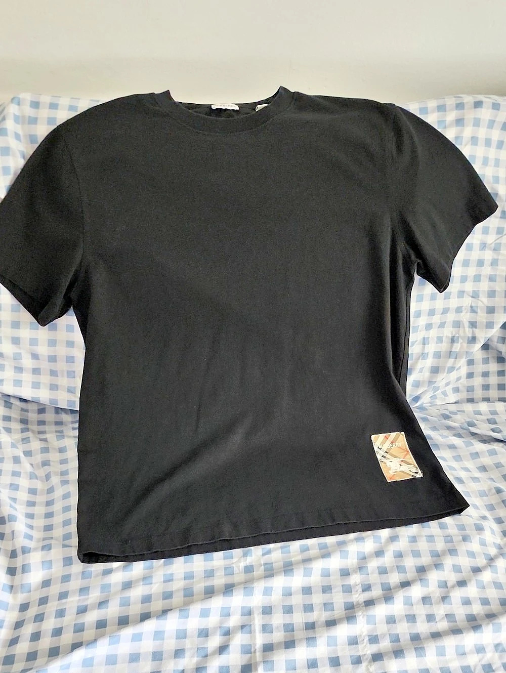 Burberry Vintage Check Patch Cotton T-shirt Black Short Sleeve Tee Size XXL
